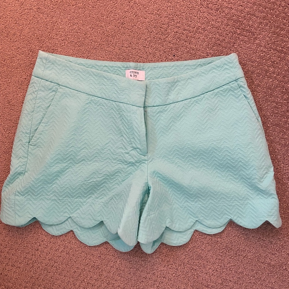 Teal scalloped shorts